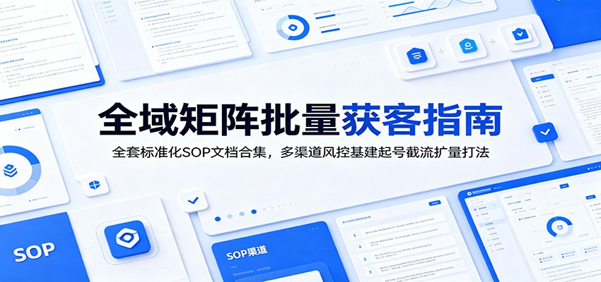 全域矩阵批量获客指南：全套标准化SOP文档合集，多渠道风控基建起号截流扩量打法-hl998