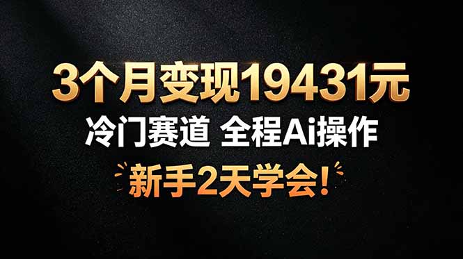 3个月变现19431元，冷门赛道 全程Ai操作，新手2天学会！-hl998