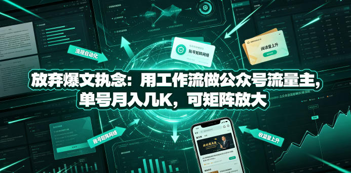 放弃爆文执念：用工作流做公众号流量主，单号月入几K，可矩阵放大-hl998