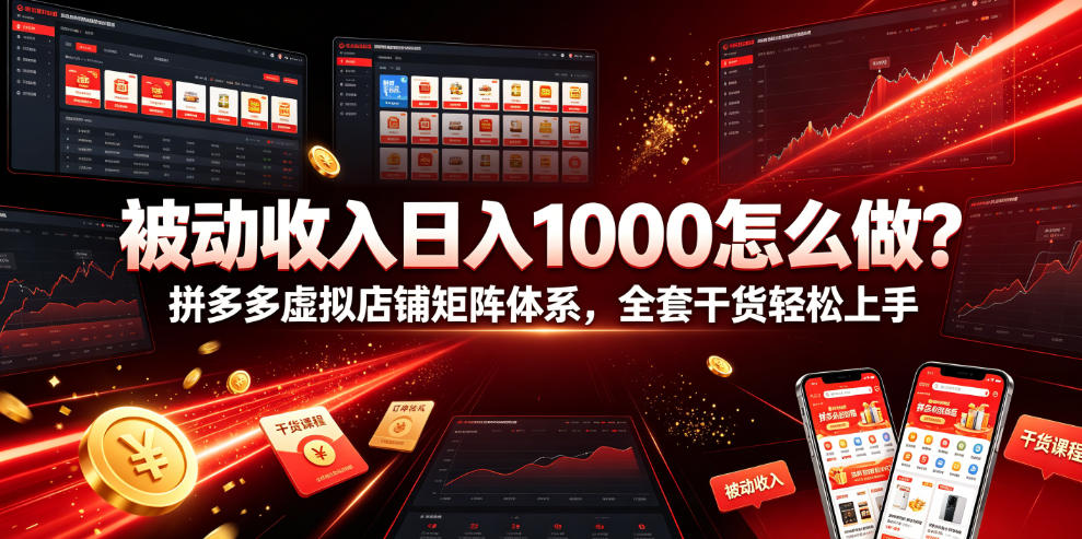 被动收入日入1000怎么做？拼多多虚拟店铺矩阵体系，全套干货轻松上手【揭秘】-hl998
