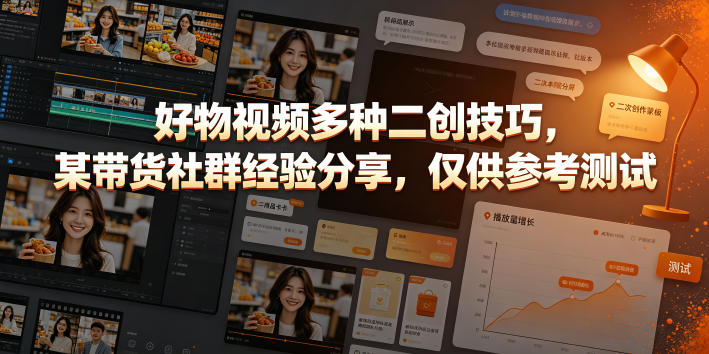 好物视频多种二创技巧，某带货社群经验分享，仅供参考测试-hl998