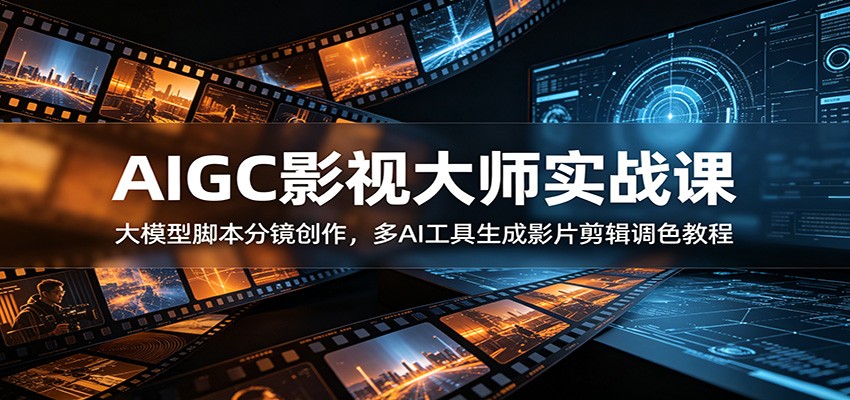 AIGC影视大师实战课：大模型脚本分镜创作，多AI工具生成影片剪辑调色教程-hl998
