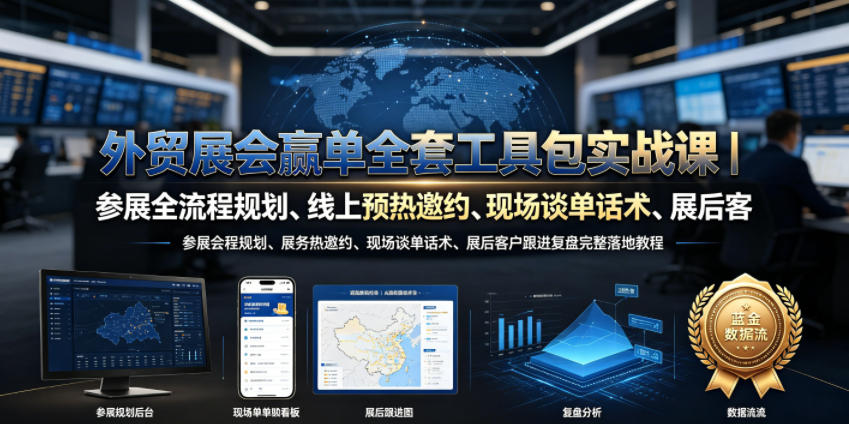 外贸展会赢单全套工具包实战课｜参展全流程规划、线上预热邀约、现场谈单话术、展后客户跟进复盘完整落地教程-hl998