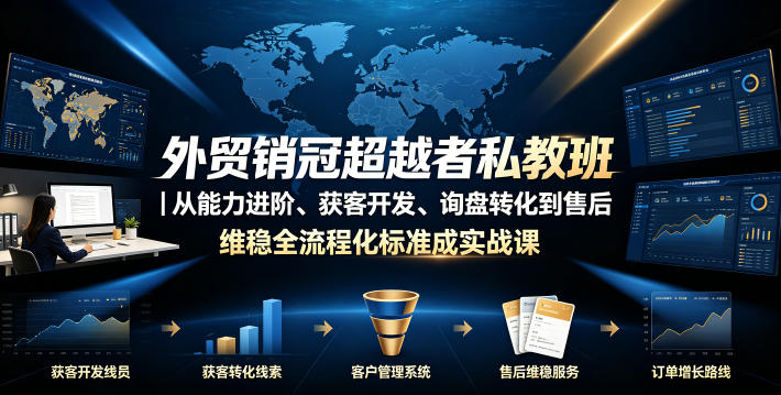 外贸销冠超越者私教班｜从能力进阶、获客开发、询盘转化到售后维稳全流程标准化成交实战课-hl998
