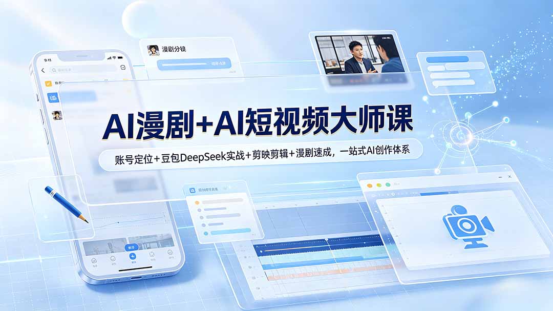 AI漫剧+AI短视频大师课：账号定位+豆包DeepSeek实战+剪映剪辑+漫剧速成，一站式AI创作体系-hl998