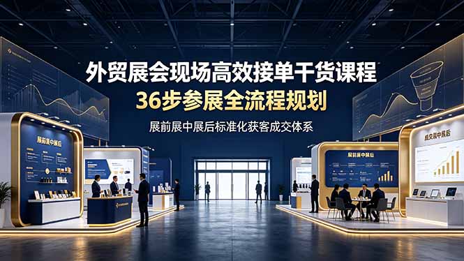 外贸展会现场高效接单干货课程，36步参展全流程规划，展前展中展后标准化获客成交体系-hl998
