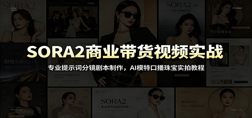 SORA2商业带货视频实战：专业提示词分镜剧本制作，AI模特口播珠宝实拍教程-hl998