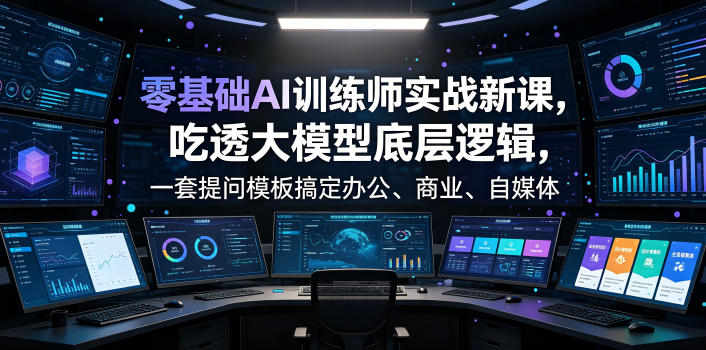 零基础AI训练师实战课，吃透大模型底层逻辑，一套提问模板搞定办公、商业、自媒体、设计、生活全场景AI落地应用-hl998