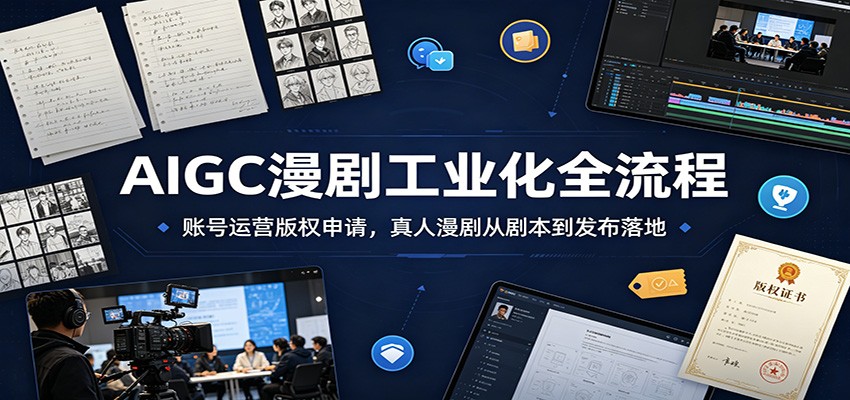 AIGC漫剧工业化全流程：账号运营版权申请，真人漫剧从剧本到发布落地-hl998