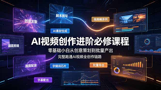 AI视频创作进阶必修课程：零基础小白从创意策划到批量产出，完整跑通AI视频全创作链路-hl998