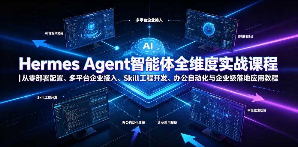 Hermes Agent智能体全维度实战课程｜从零部署配置、多平台企业接入、Skill工程开发、办公自动化与企业级落地应用教程-hl998
