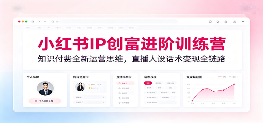 小红书IP创富进阶训练营：知识付费全新运营思维，直播人设话术变现全链路-hl998