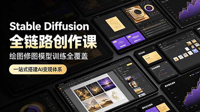 Stable Diffusion全链路创作课，绘图修图模型训练全覆盖，一站式搭建AI变现体系-hl998