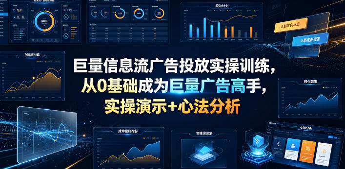 巨量信息流广告投放实操训练，从0基础成为巨量广告高手，实操演示+心法分析-hl998