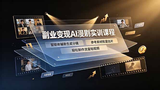 副业变现AI漫剧实训课程，智能体辅助生成分镜，参考素材批量出片，轻松制作流量短视频-hl998