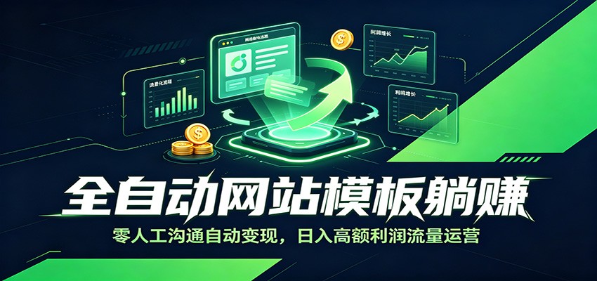 全自动网站模板躺赚：零人工沟通自动变现，日入高额利润流量运营-hl998