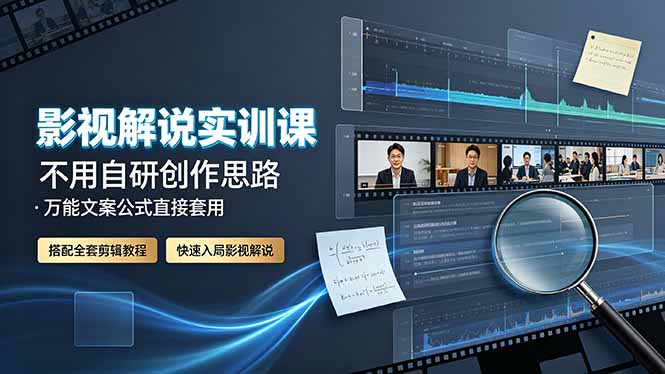 影视解说实训课:不用自研创作思路,万能文案公式直接套用,搭配全套剪辑教程,快速入局影视解说-hl998