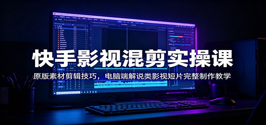 快手影视混剪实操课:原版素材剪辑技巧,电脑端解说类影视短片完整制作教学-hl998