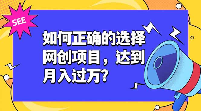 如何正确的选择网创项目，达到月入过万？，本课程教你正确选择项目。-hl998