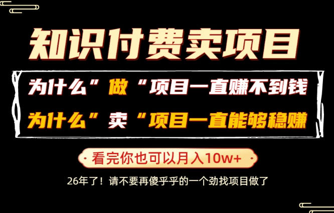 普通人为什么能够靠卖项目轻松月入10W+，而做项目却容易成炮灰，卖项目为什么能够稳賺不赔？【揭秘】-hl998