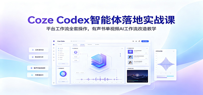 Coze Codex智能体落地实战课：平台工作流全套操作，有声书单视频AI工作流改造教学-hl998