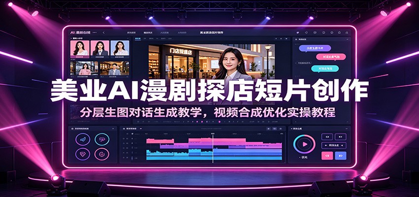 美业AI漫剧探店短片创作：分层生图对话生成教学，视频合成优化实操教程-hl998