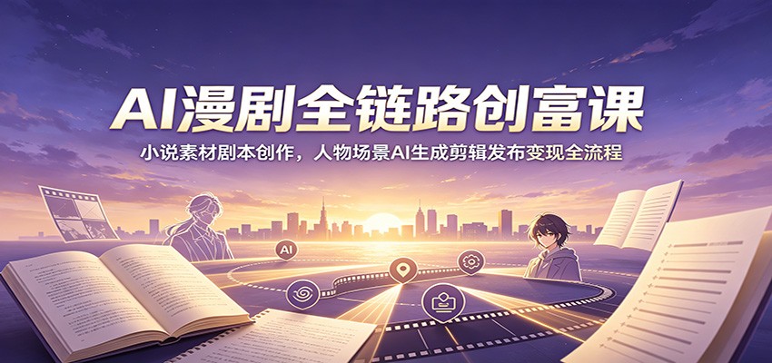 AI漫剧全链路创富课：小说素材剧本创作，人物场景AI生成剪辑发布变现全流程-hl998