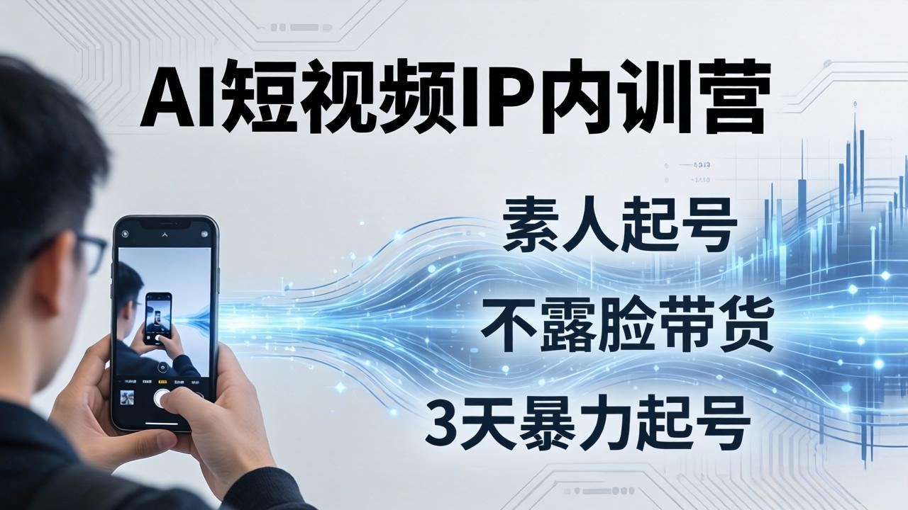 2026AI短视频IP内训营-更新：从素人起号到不露脸带货，3天暴力起号全流程拆解-hl998