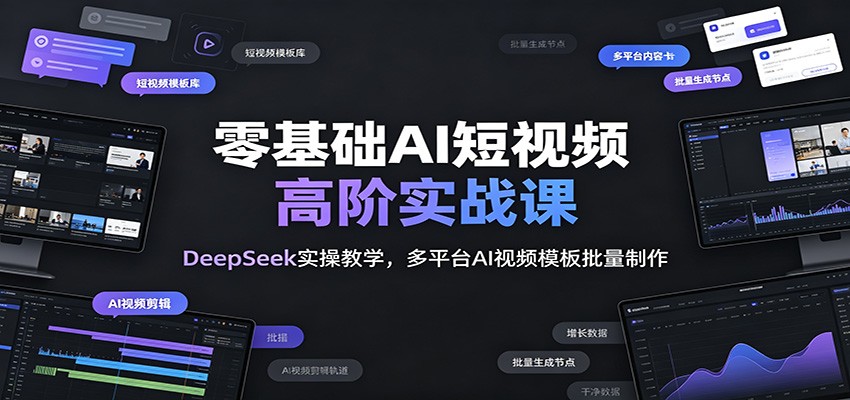 零基础AI短视频高阶实战课：DeepSeek实操教学，多平台AI视频模板批量制作-hl998