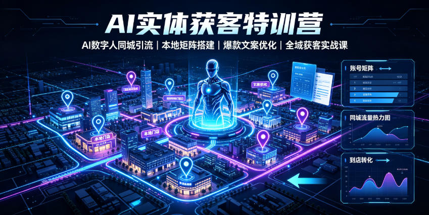 AI实体获客特训营｜AI数字人同城引流、本地矩阵搭建、爆款文案优化全域获客实战课-hl998
