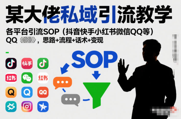 某大佬私域引流教学，各平台引流SOP(抖音快手小红书微信QQ等)，思路+流程+话术+变现(更新0708)-hl998