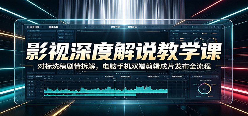 影视深度解说教学课：对标洗稿剧情拆解，电脑手机双端剪辑成片发布全流程-hl998