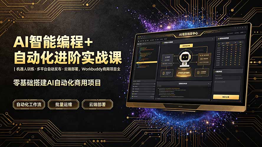 AI智能编程+自动化进阶实战课｜机器人训练·多平台自动发布·云端部署，Workbuddy商用项目全流程教学-hl998