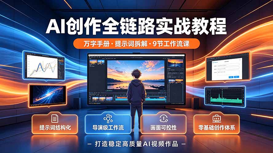 AI创作全链路实战教程｜万字手册·提示词拆解·9节工作流课，打造稳定高质量AI视频作品-hl998