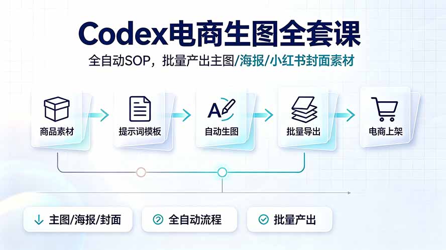 Codex电商生图全套课｜全自动SOP，批量产出主图/海报/小红书封面素材-hl998