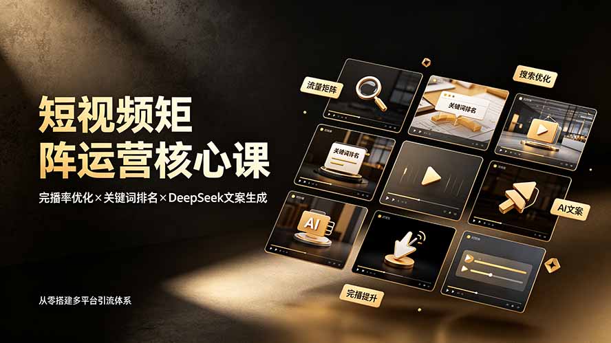 短视频矩阵运营核心课：完播率优化×关键词排名×DeepSeek文案生成，从零搭建多平台引流体系-hl998