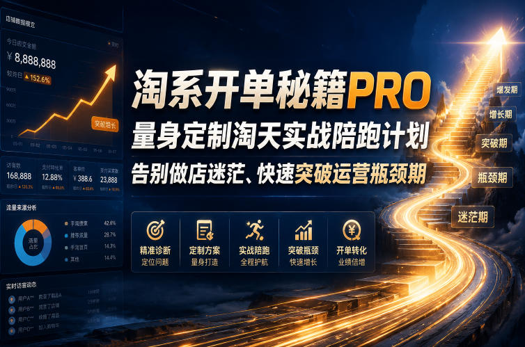 淘系开单秘籍PRO，量身定制淘天实战陪跑计划，告别做店迷茫、快速突破运营瓶颈期(20260709)-hl998
