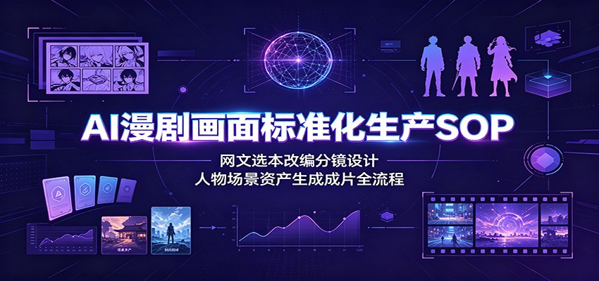 AI漫剧画面标准化生产SOP：网文选本改编分镜设计，人物场景资产生成成片全流程-hl998