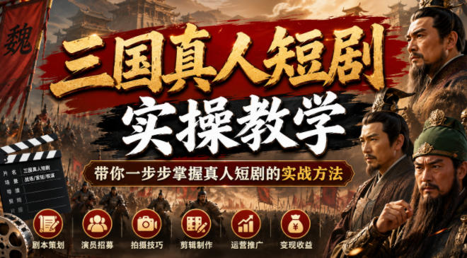 三国真人短剧实操教学，带你一步步掌握真人短剧的实战方法-hl998
