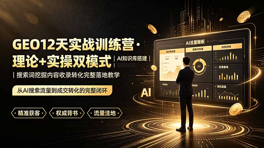 GEO12天实战训练营·理论+实操双模式｜AI知识库搭建｜搜索词挖掘内容收录转化完整落地教学-hl998