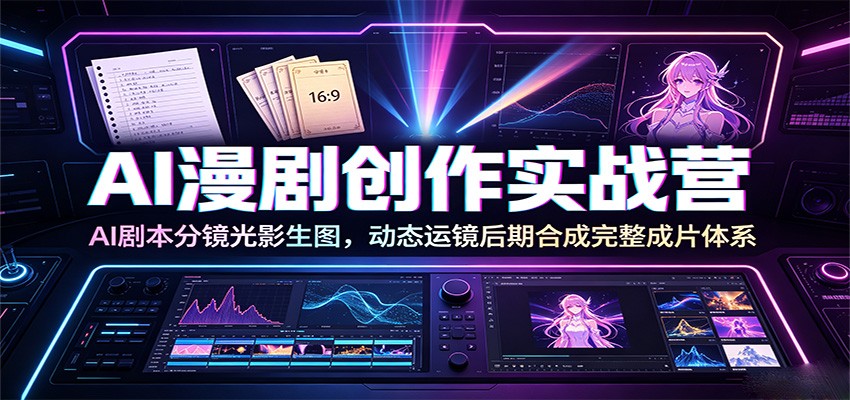 AI漫剧创作实战营：AI剧本分镜光影生图，动态运镜后期合成完整成片体系-hl998