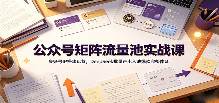 公众号矩阵流量池实战课:多账号IP搭建运营,DeepSeek批量产出入池爆款完整体系-hl998