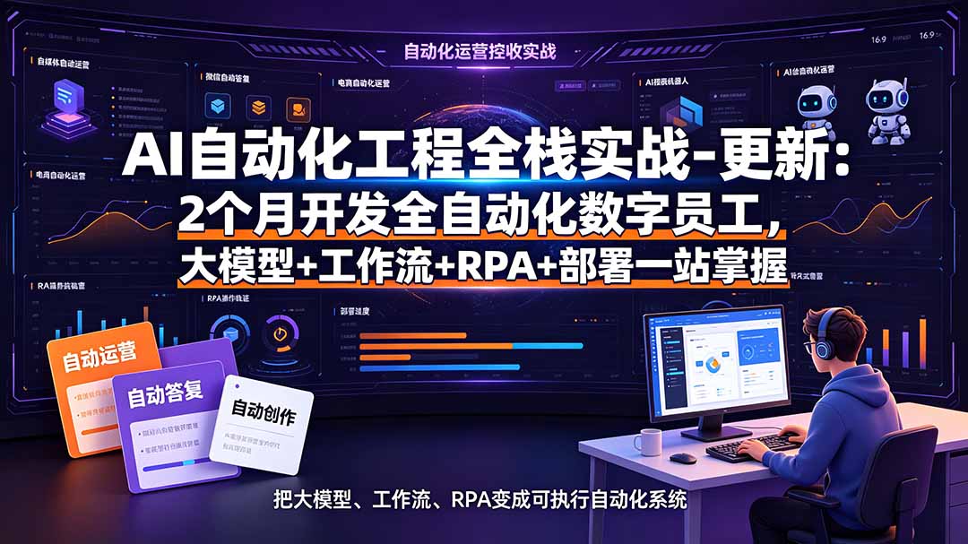 AI自动化工程全栈实战-更新：2个月开发全自动化数字员工，大模型+工作流+RPA+部署一站式掌握-hl998