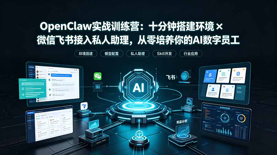 OpenClaw实战特训营：十分钟搭建环境×微信飞书接入私人助理，从零培养你的AI数字员工-hl998