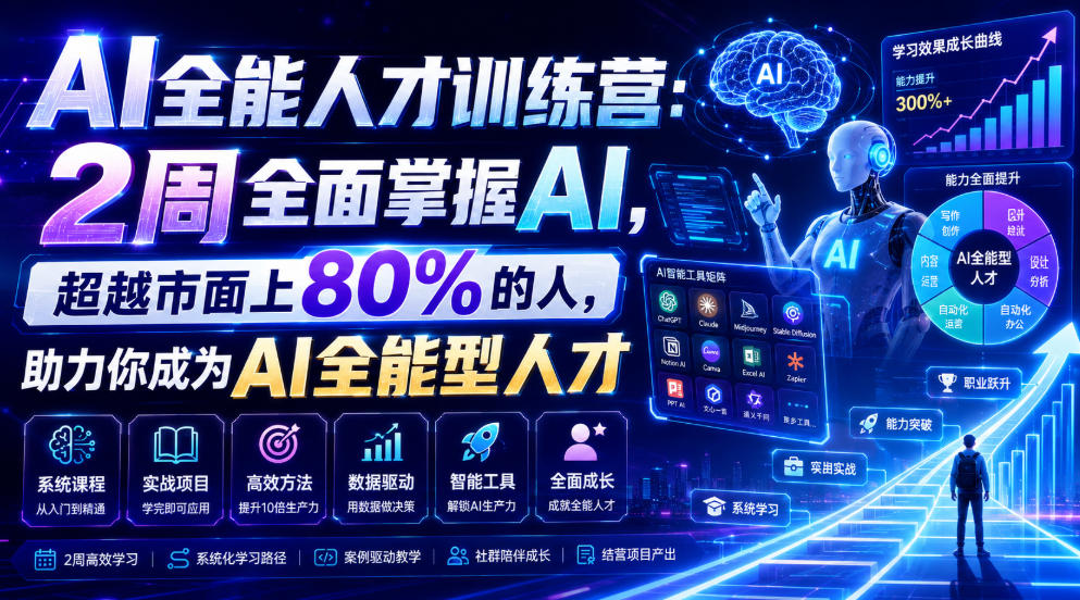 AI全能人才训练营：2周全面掌握AI，超越市面上80%的人，助力你成为AI全能型人才-hl998