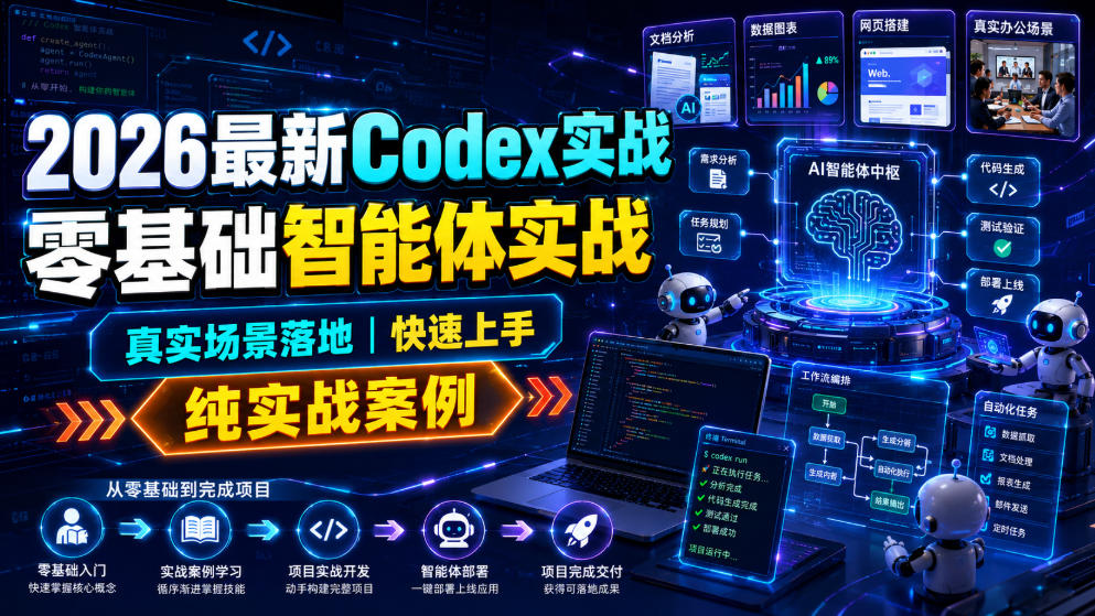 2026最新Codex实战零基础智能体实战，真实场景落地，快速上手，纯实战案例-hl998