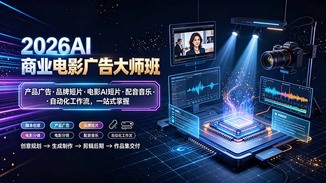 2026AI商业电影广告大师班：产品广告·品牌短片·电影AI短片·配音音乐·自动化工作流，一站式掌握-hl998