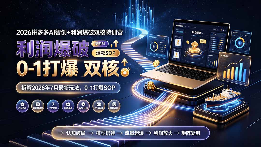 2026拼多多AI智创+利润爆破双核特训营-拆解2026年7月最新玩法，0-1打爆SOP-hl998