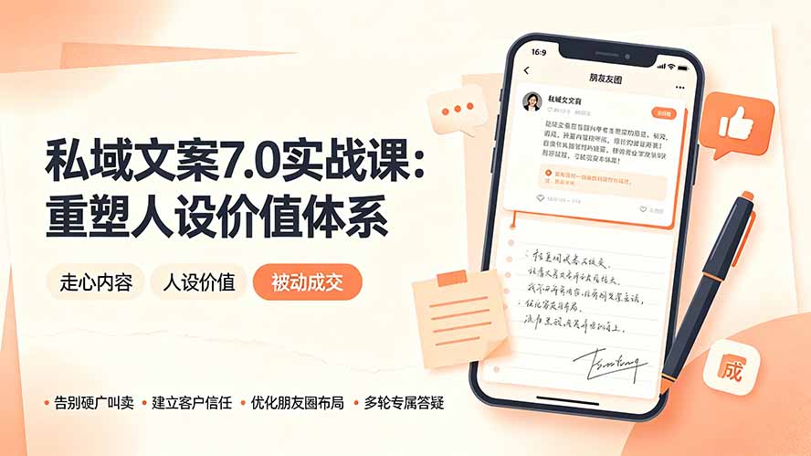 私域文案实战课7.0：重塑人设价值体系｜-告别硬广推销×走心内容×自我价值塑造，实现被动成交-hl998