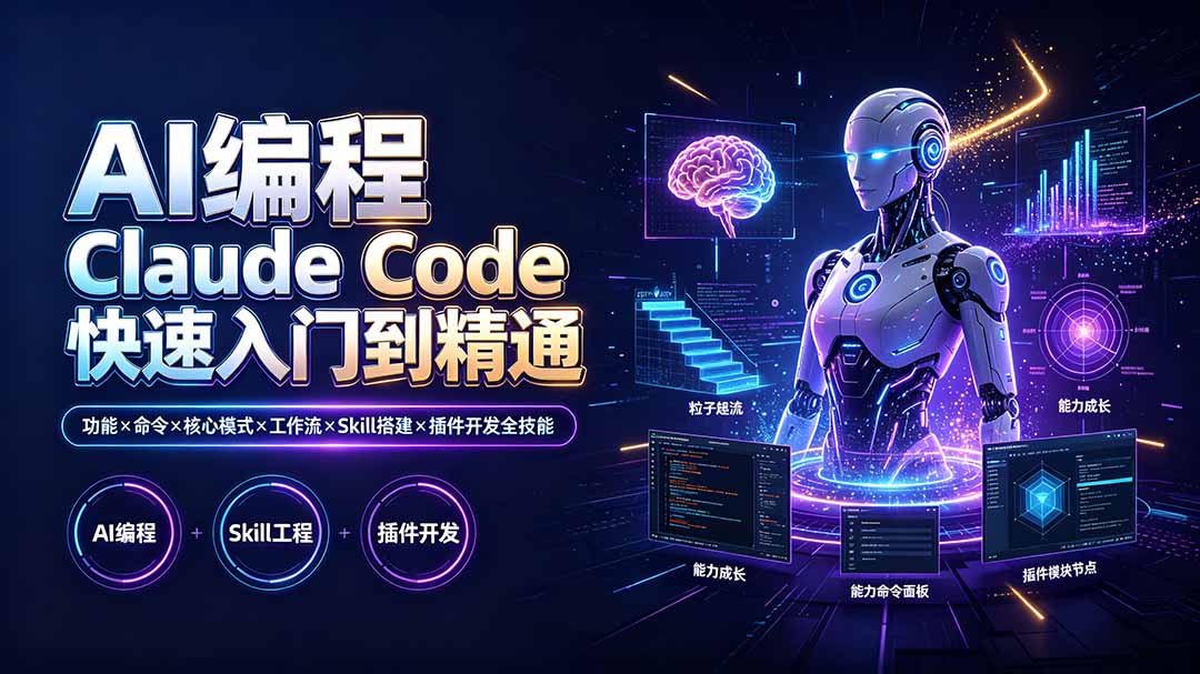 AI编程 Claude Code快速入门到精通：功能×命令×核心模式×工作流×Skill搭建×插件开发全技能-hl998